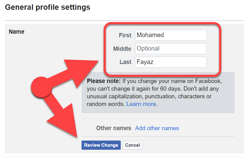 Change Your Name On Facebook 